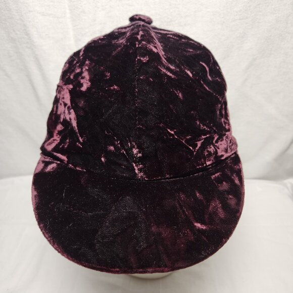 Vintage Collectif Burgundy Crushed Velvet Equestrian Style Fashion Cap One Size - Picture 1 of 6